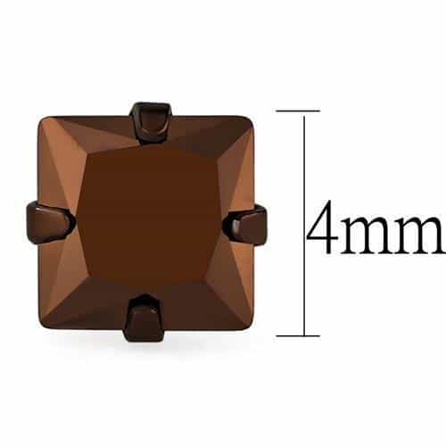 Stainless Steel Smoky Topaz Square Prong Stud Earrings view 2