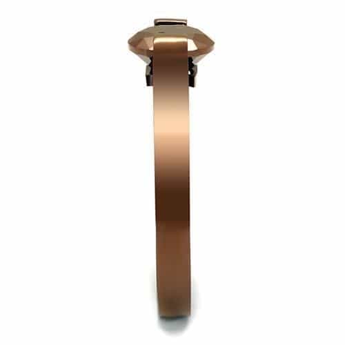 Stainless Steel Coffee Brown CZ Round Prong Solitaire Ring view 8