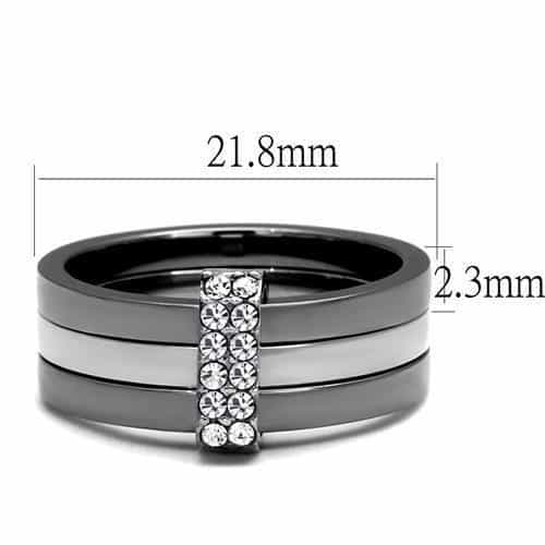 Stainless Steel CZ Multi Row Pave Diagonal Stack Ring view 2