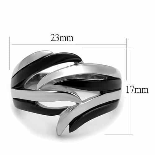 Stainless Steel Dark Gunmetal Polished Wave Cutout Dome Ring view 6
