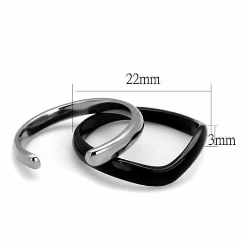Stainless Steel Black IP Smooth Open Cuff Ring view 6