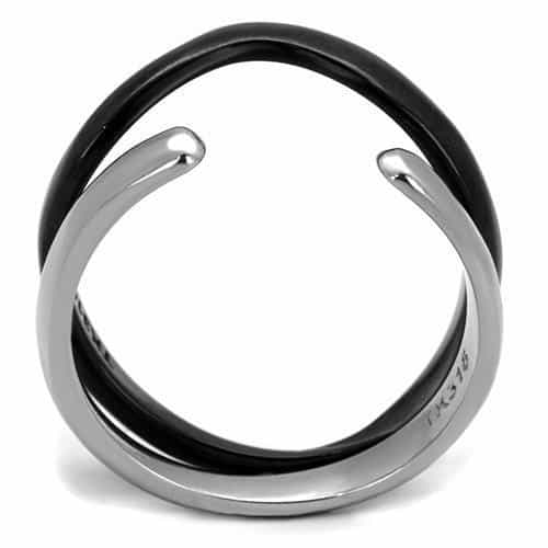 Stainless Steel Black IP Smooth Open Cuff Ring view 7