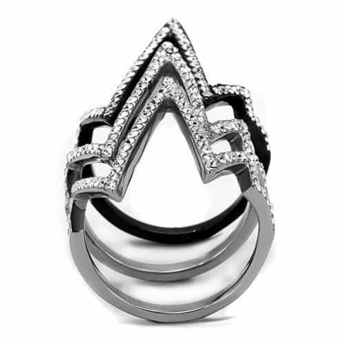 Stainless Steel CZ Crown Tiara Open Ring | The Stainless Jewelry view 3