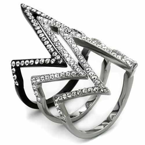 Stainless Steel CZ Crown Tiara Open Ring | The Stainless Jewelry view 8