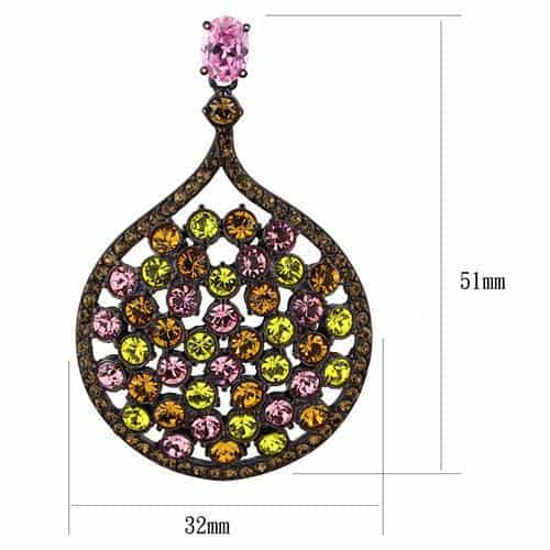 Stainless Steel Coffee Brown IP Multi Color Crystal Pave Earrings view 2