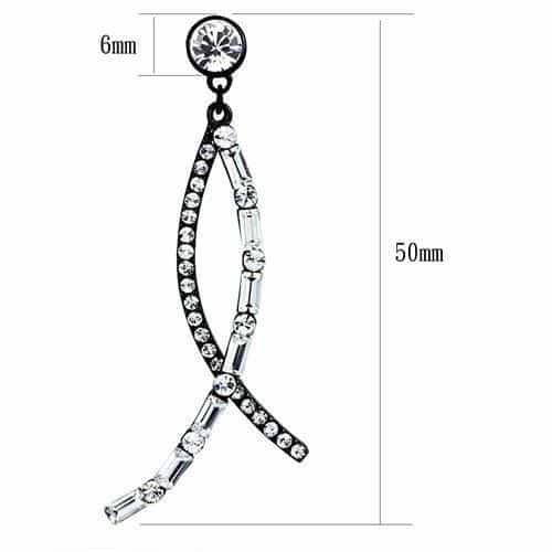 Stainless Steel CZ Baguette Channel Crossover Drop Earrings view 2