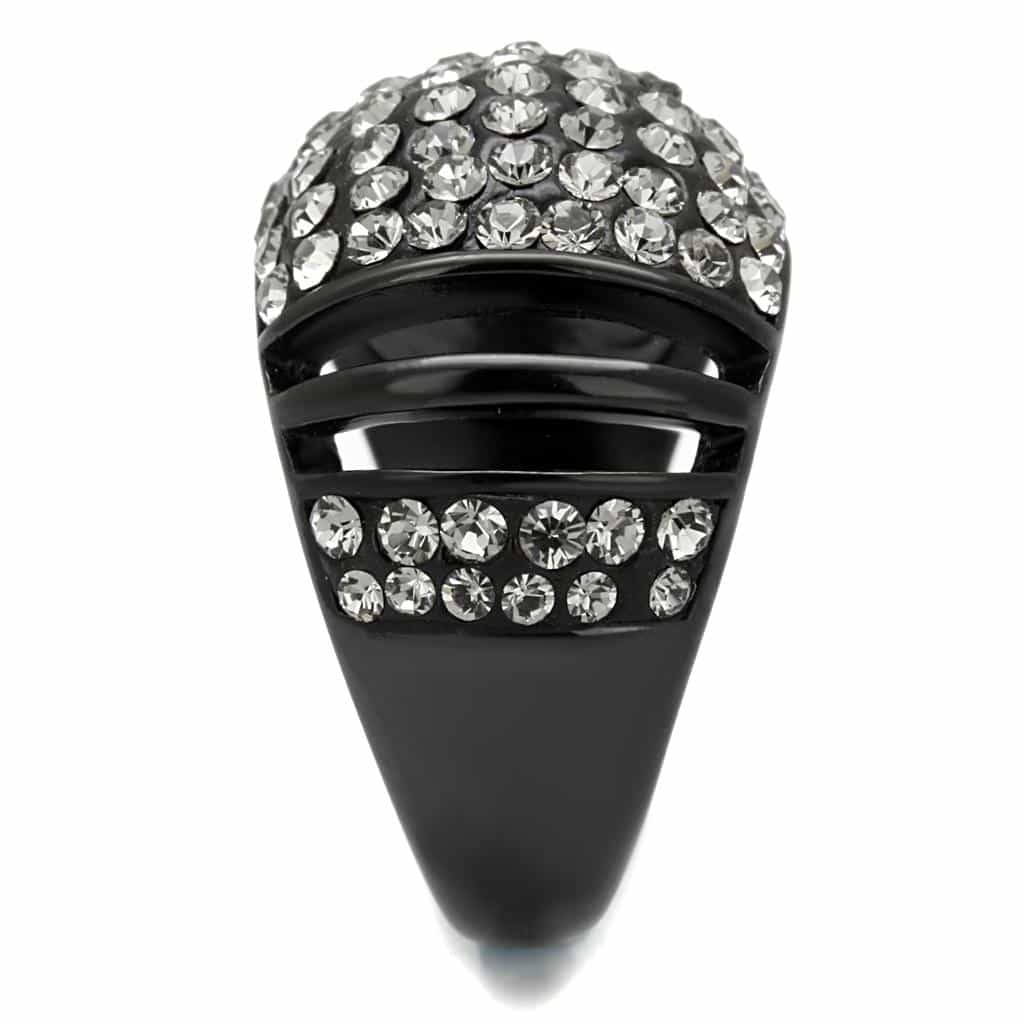 Stainless Steel Black IP Crystal Pave Wide Dome Ring view 8