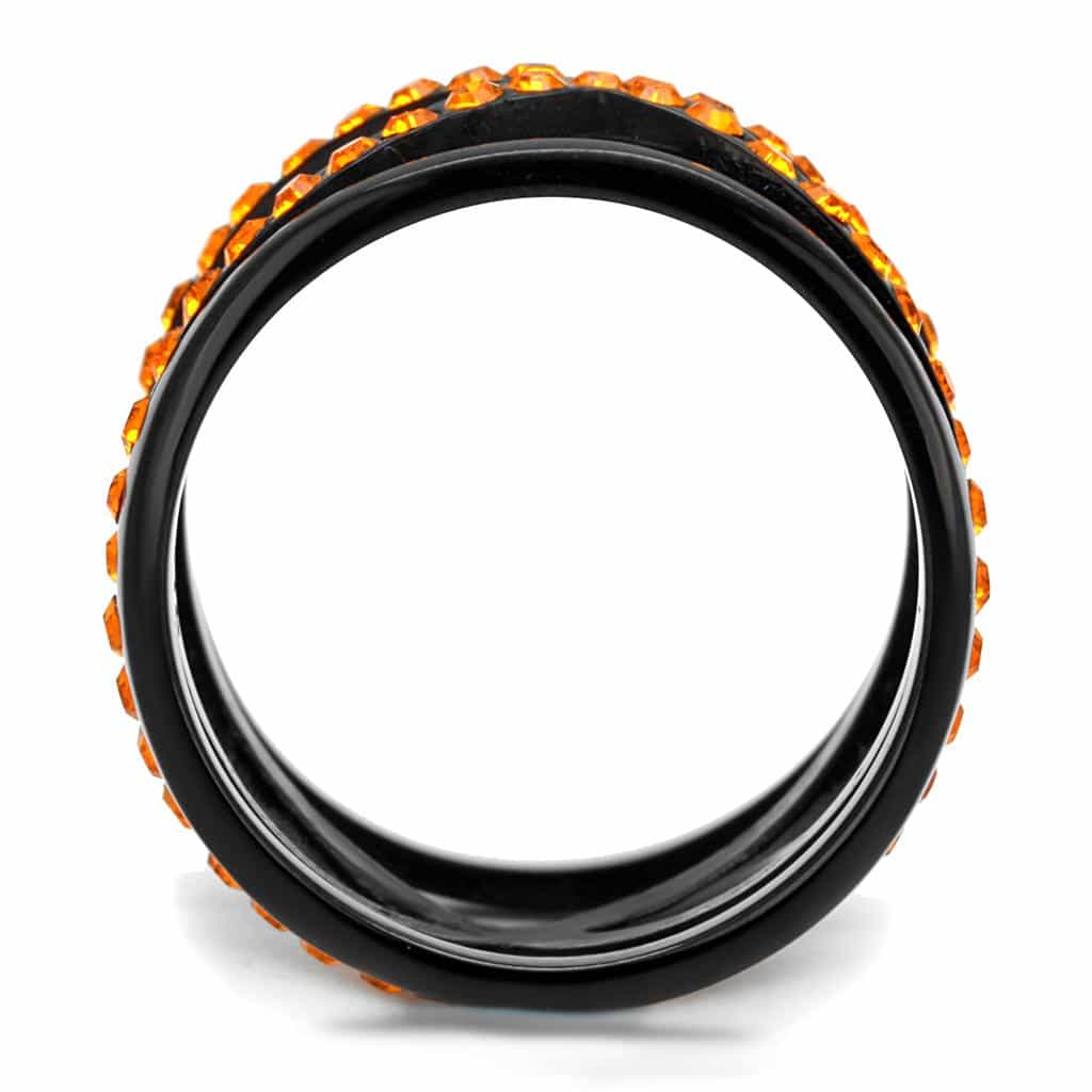 Stainless Steel Black IP Orange Topaz CZ Interlocking Ring view 7