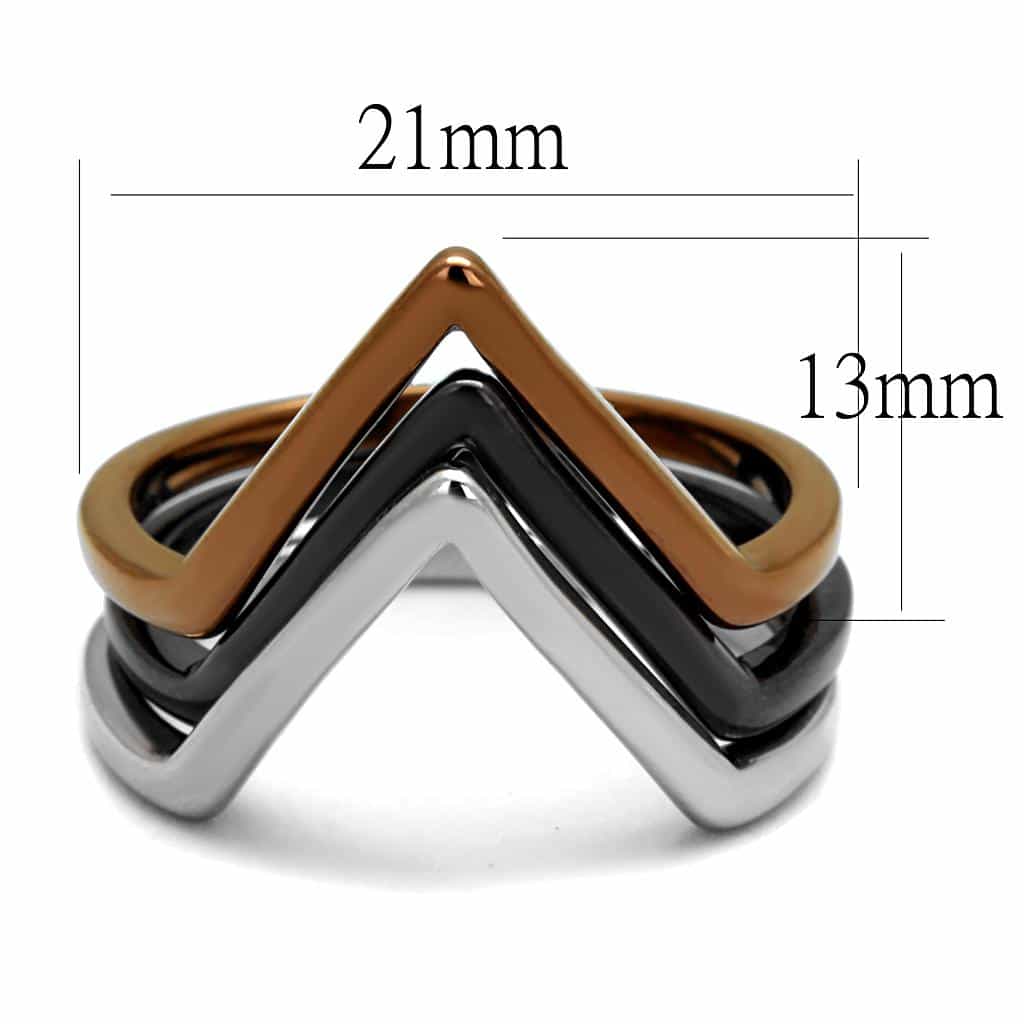 Stainless Steel Two Tone Coffee Brown Silver Geometric Ring view 2