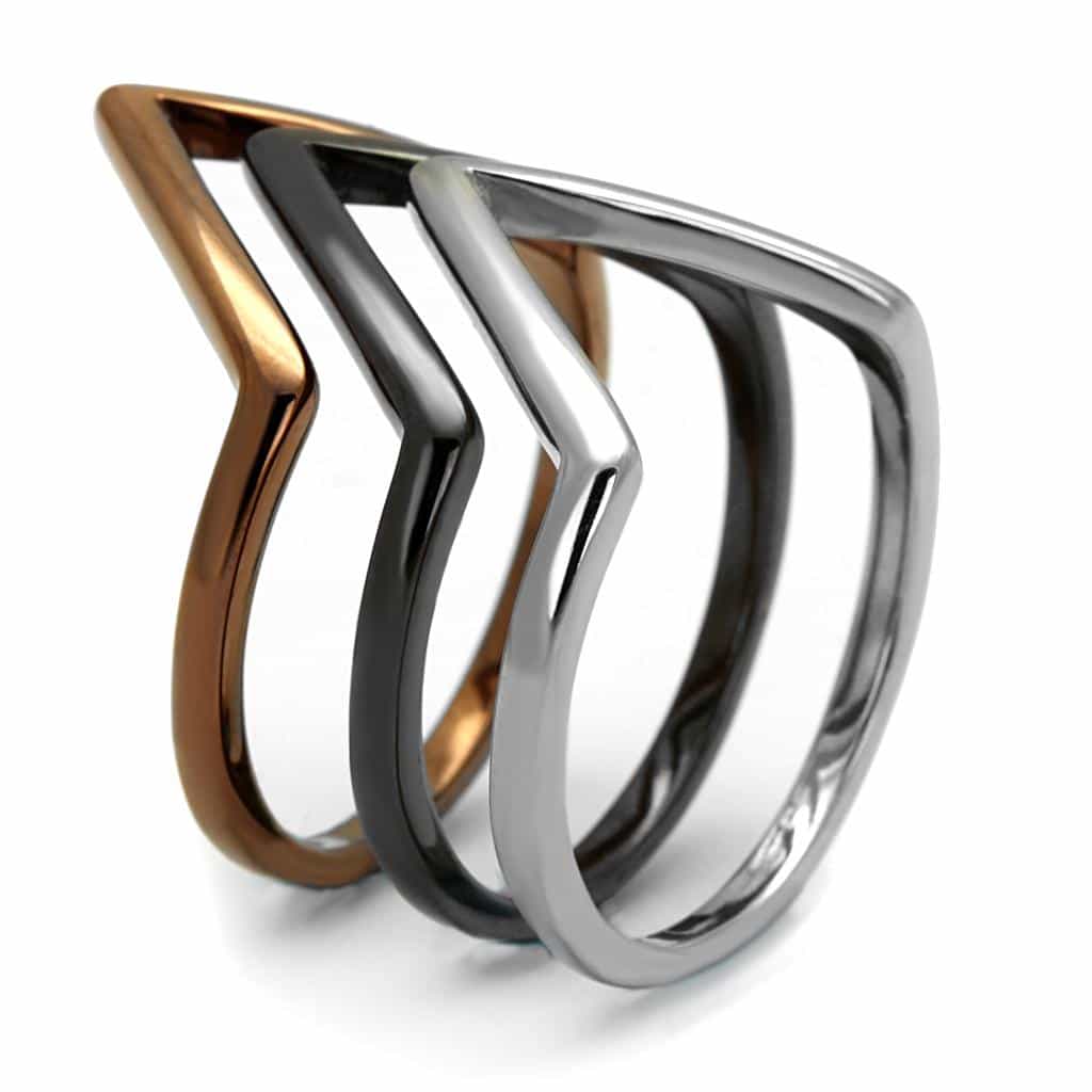 Stainless Steel Two Tone Coffee Brown Silver Geometric Ring view 8
