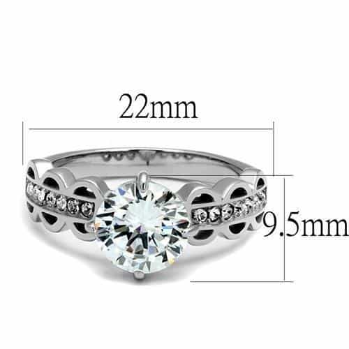 Stainless Steel CZ Round Pave Leaf Vine Bridal Ring view 6