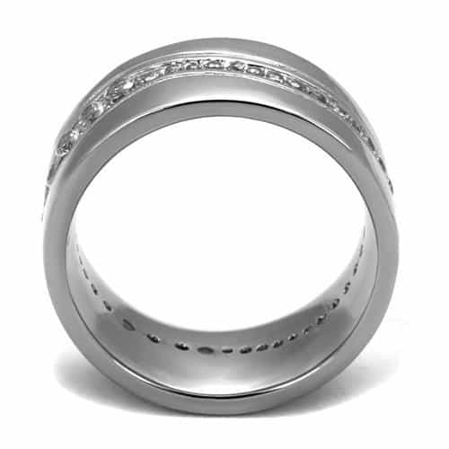 Sterling Silver CZ Channel Eternity Band Ring view 3