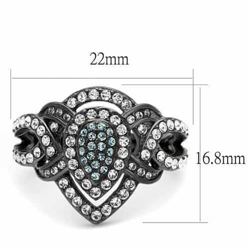 Stainless Steel Dark Gunmetal CZ Pave Interlocking Knot Ring view 6