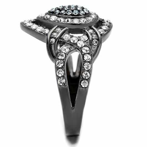 Stainless Steel Dark Gunmetal CZ Pave Interlocking Knot Ring view 8