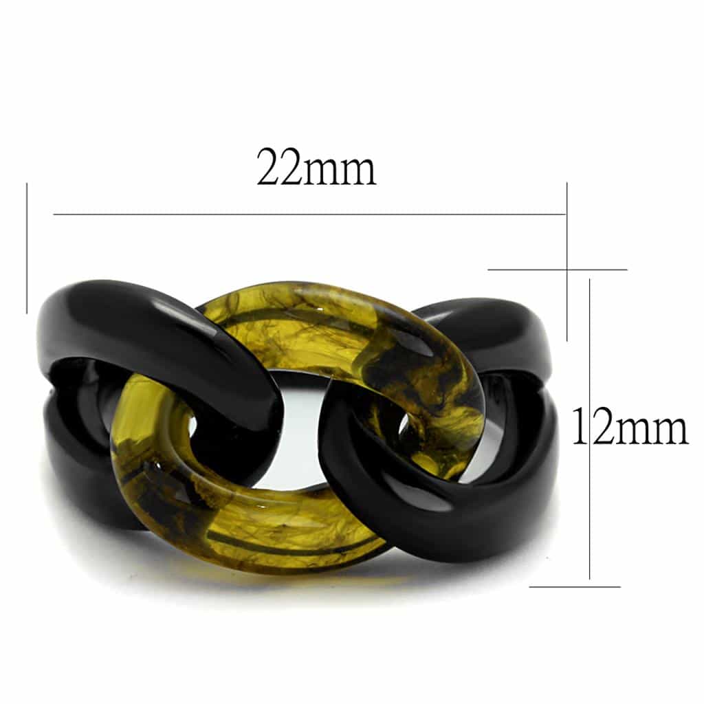 Stainless Steel Black IP Gold Marble Resin Interlocking Necklace view 6