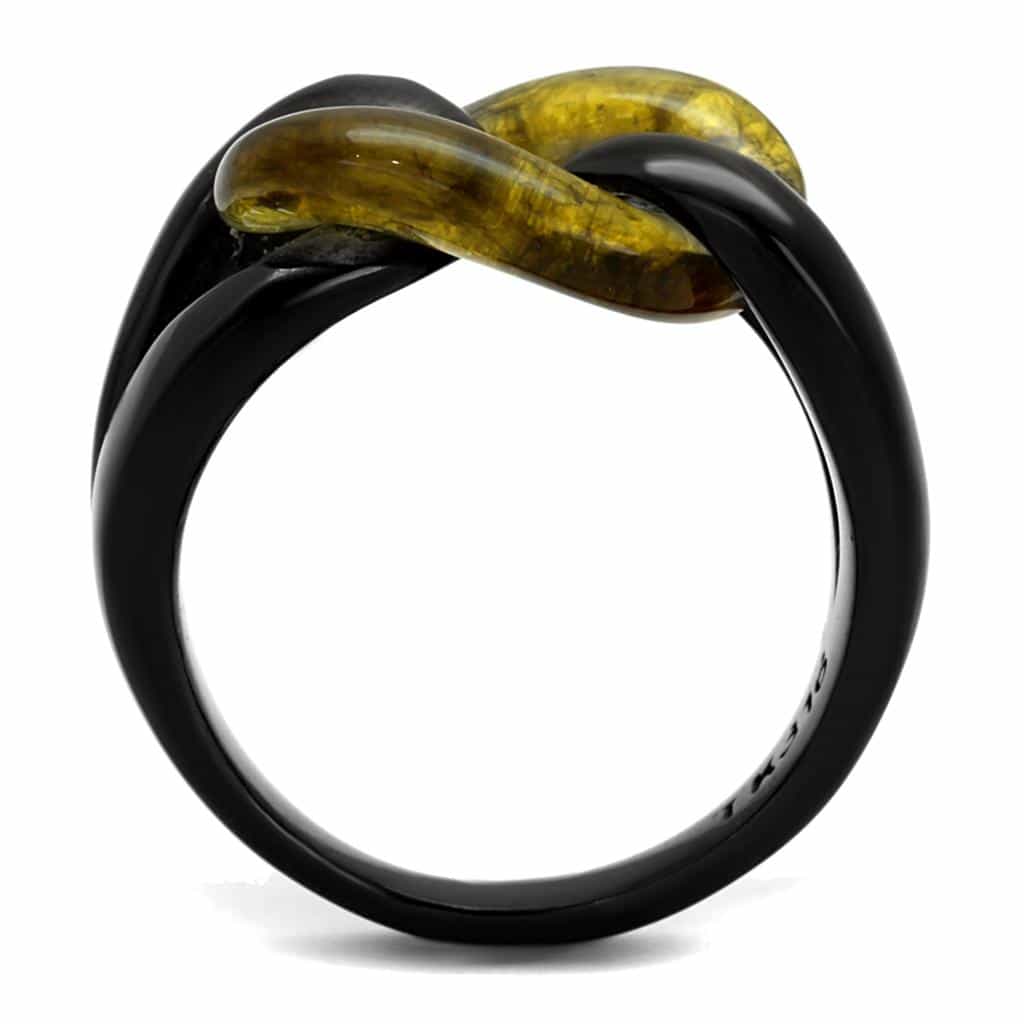 Stainless Steel Black IP Gold Marble Resin Interlocking Necklace view 7