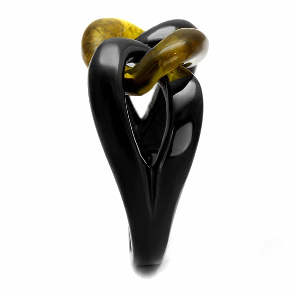 Stainless Steel Black IP Gold Marble Resin Interlocking Necklace view 8