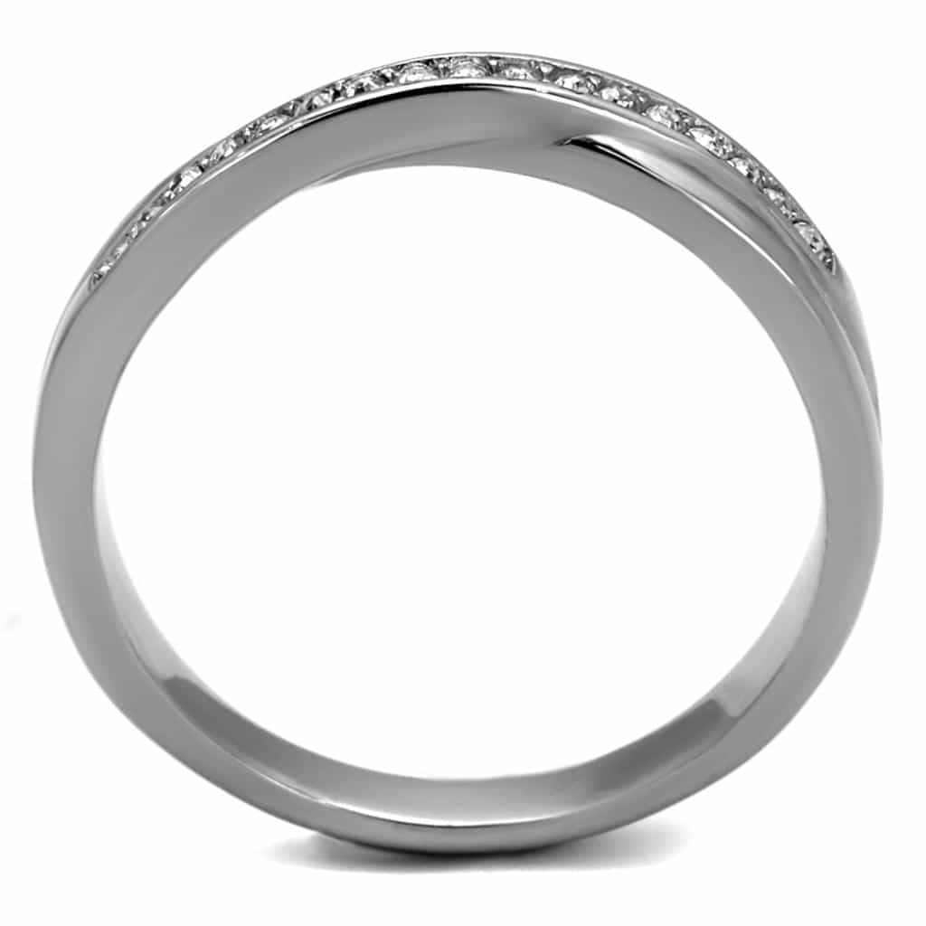 Stainless Steel CZ Channel Thin Band Ring | The Stainless Jewelry view 7