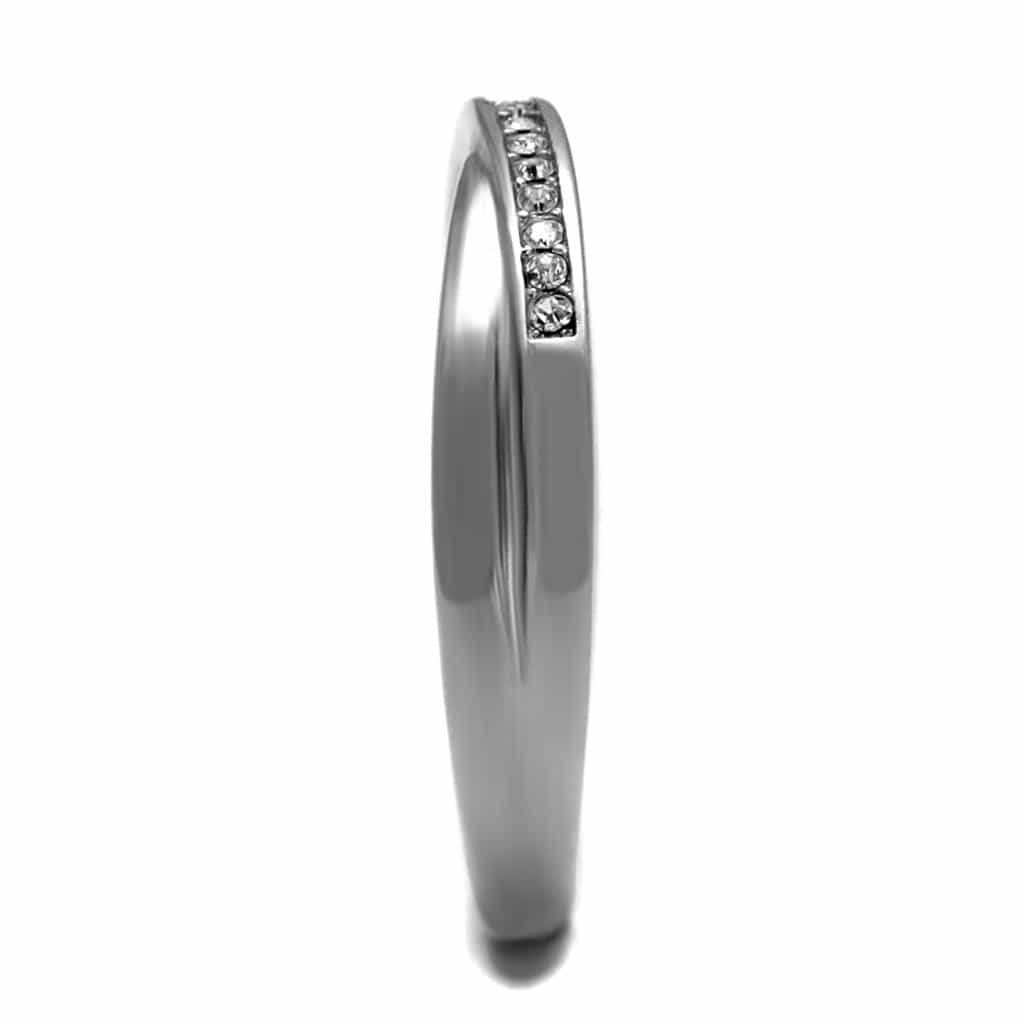 Stainless Steel CZ Channel Thin Band Ring | The Stainless Jewelry view 4