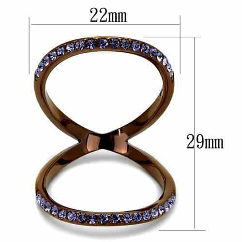 Stainless Steel Coffee Brown IP Tanzanite Purple Crystal Ring view 6