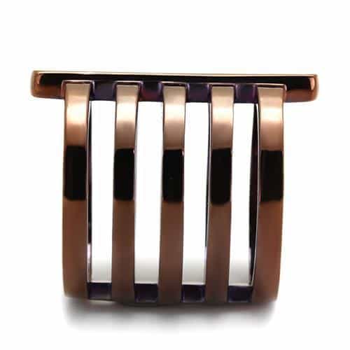 Stainless Steel Coffee Brown IP Champagne CZ Pave Multi Band Ring view 4