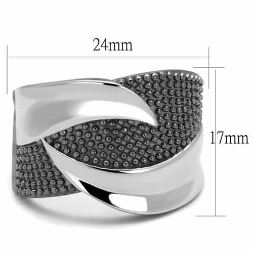Stainless Steel Silver Polished CZ Pave Wave Crossover Wide Ring view 6