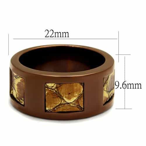Stainless Steel Coffee Brown IP Marble Jasper Inlay Wide Ring view 6