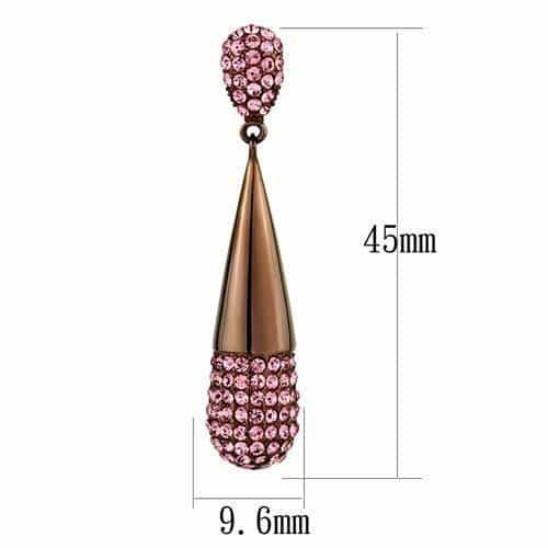 Stainless Steel Rose Gold IP Pink Crystal Pave Cone Drop Ring view 2
