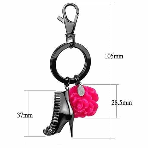 Stainless Steel Dark Gunmetal Pink Rose Boot Charm Ring view 2