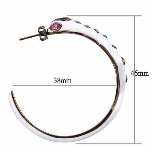 Stainless Steel Rose Gold IP White Enamel Multi Color Earrings view 2