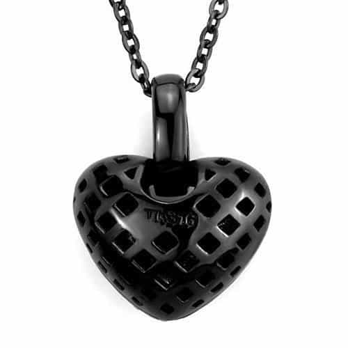 Stainless Steel Black IP Red Orange Crystal Pave Heart Pendant view 3