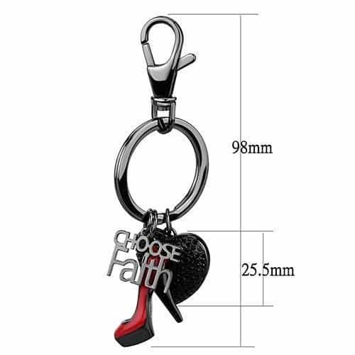 Stainless Steel Dark Gunmetal Choose Faith Heart High Heel Ring view 2