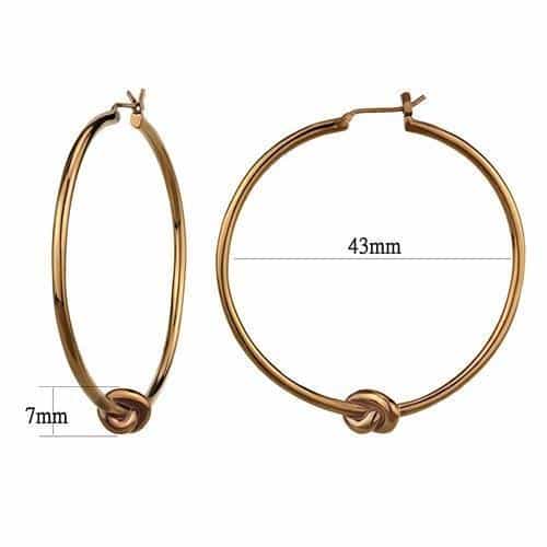Stainless Steel Rose Gold IP Polished Thin Knot Hoop Earrings view 2