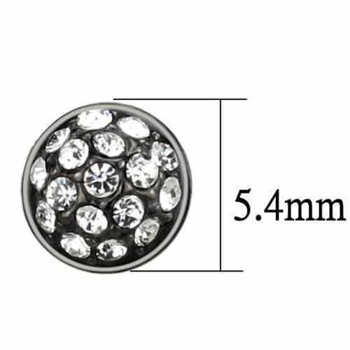 Stainless Steel Black IP Crystal Pave Round Flat Stud Earrings view 2