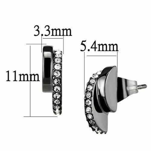 Stainless Steel Black IP CZ Channel Thin Huggie Earrings view 2