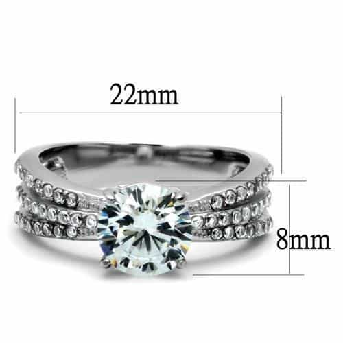 Stainless Steel CZ Round Solitaire Pave Bridal Ring view 6