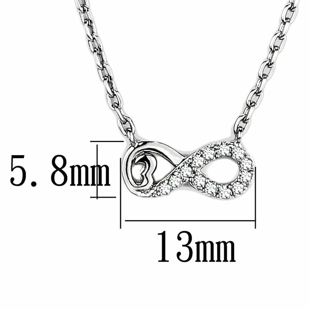 Stainless Steel CZ Pave Infinity Symbol Chain Pendant Necklace view 2