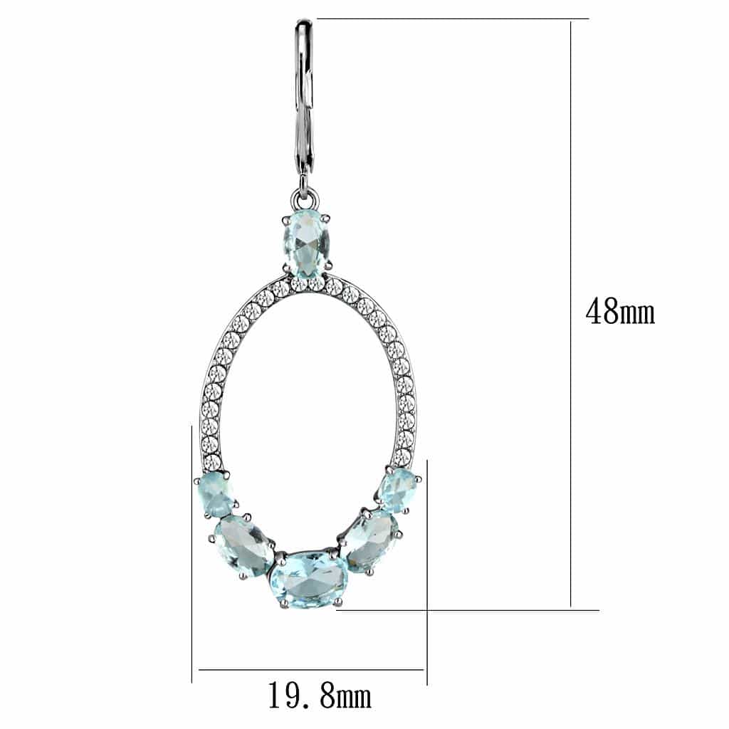 Stainless Steel Aquamarine Blue Crystal Multi Shape Open Earrings view 2