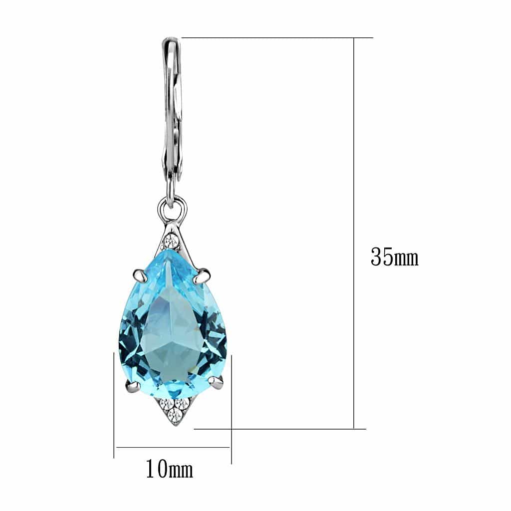 Stainless Steel Aquamarine Blue Crystal Pear CZ Pave Ring view 2