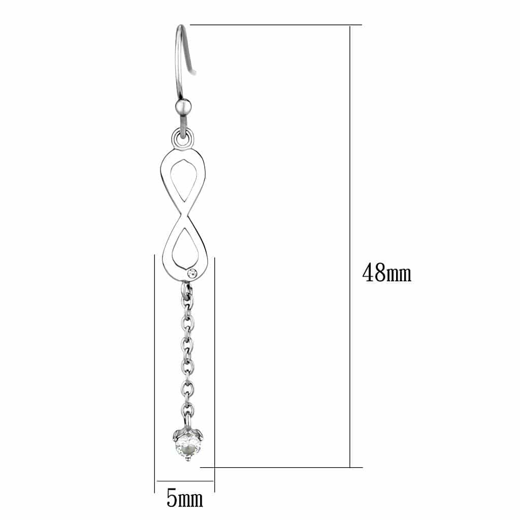 Stainless Steel CZ Infinity Symbol Chain Hook Drop Necklace view 2