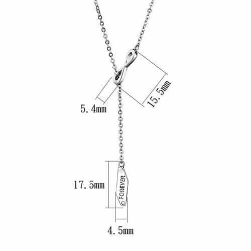 Stainless Steel Forever Engraved Bar Chain Pendant Necklace view 2