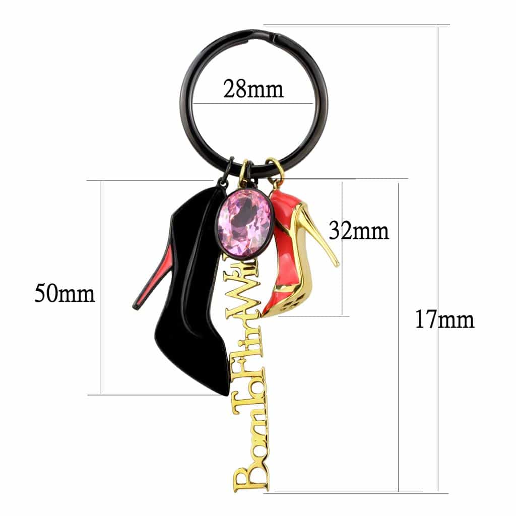 Stainless Steel Black IP Beautiful Script Red High Heel Ring view 2