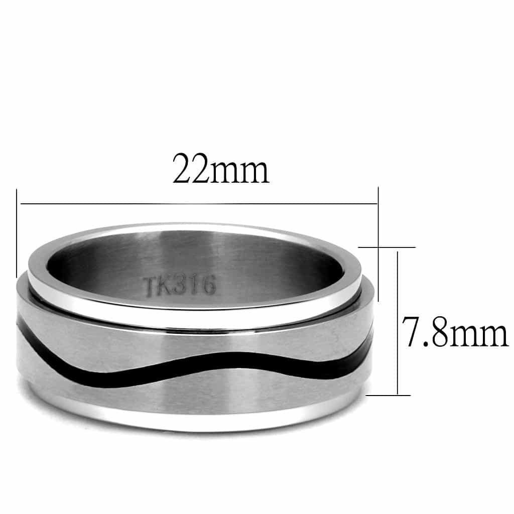 Stainless Steel Polished Diagonal Groove Dome Band Ring view 6