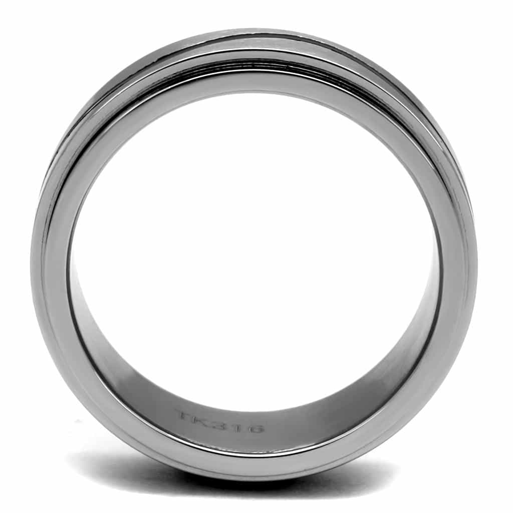 Stainless Steel Polished Diagonal Groove Dome Band Ring view 7