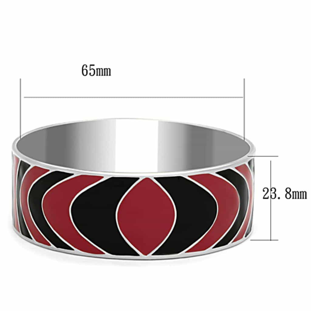 Stainless Steel Red Black Enamel Geometric Heart Pattern Bracelet view 2