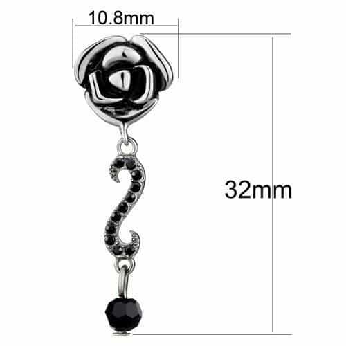 Stainless Steel Dark Gunmetal Rose Flower Black Onyx CZ Ring view 2