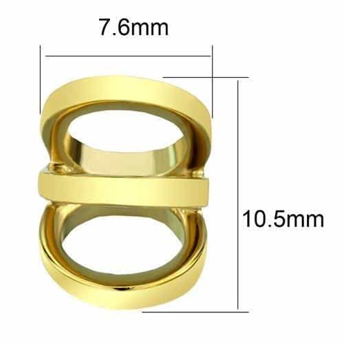 Stainless Steel Gold IP Open Oval Loop Link Stud Earrings view 2
