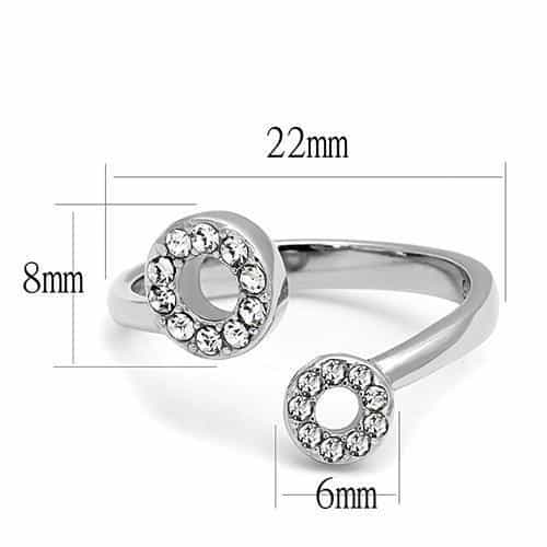Stainless Steel CZ Pave Double Circle Open Ring view 6