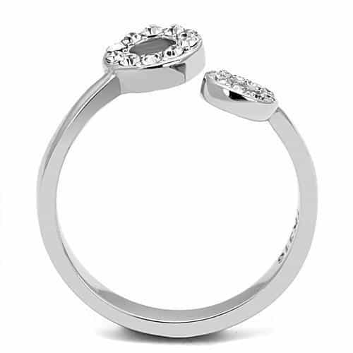 Stainless Steel CZ Pave Double Circle Open Ring view 7