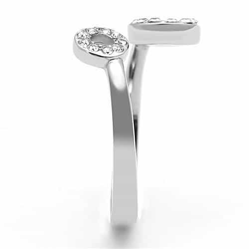 Stainless Steel CZ Pave Double Circle Open Ring view 4